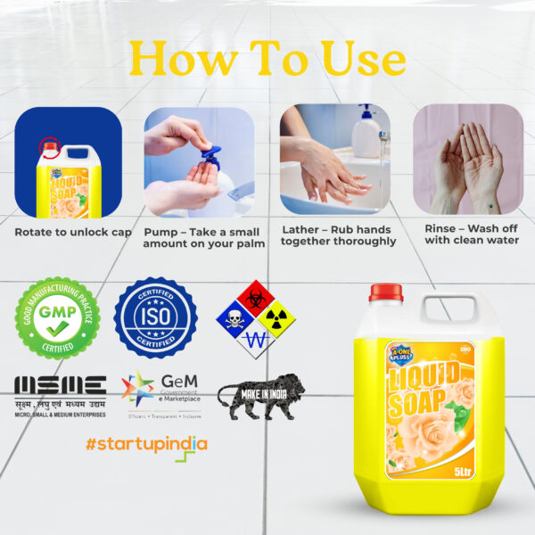 A-One Pluss Liquid Soap – 5 Litre (Yellow Variant) - Image 5