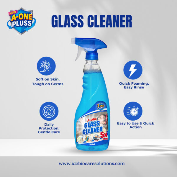 A-One Pluss Glass Cleaner 5X Shine – 500ml - Image 2