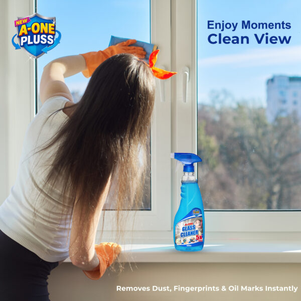 A-One Pluss Glass Cleaner 5X Shine – 500ml - Image 3